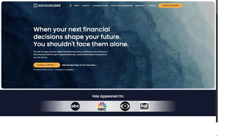 Advisors 360 homepage, built by GS46 Tech
